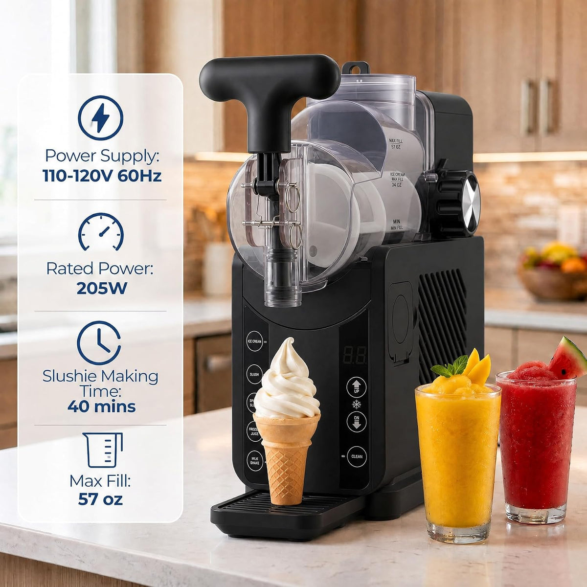 Soft Serve Ice Cream Machine - 67 oz Slushie Machine for Home, 2-In-1 Soft Ice Cream Slushy Maker with 5 Pre-Set