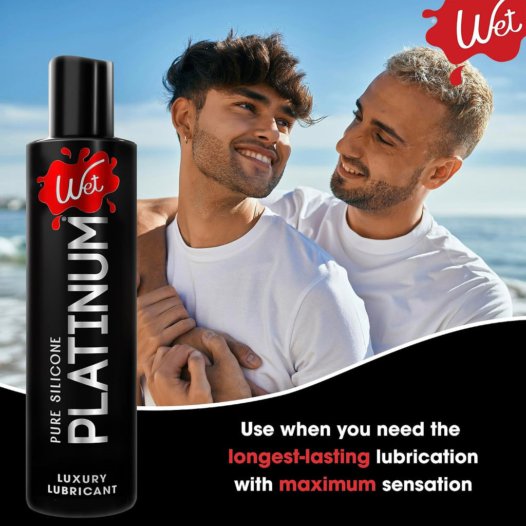 Wet Platinum Silicone Lube, Ultra Smooth, Long Lasting Glide - 3 Fl Oz