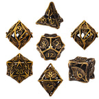 Metal RPG Dice Set 7 Pcs Leaf RPG Dice Hollow Polyhedral Metal Dice