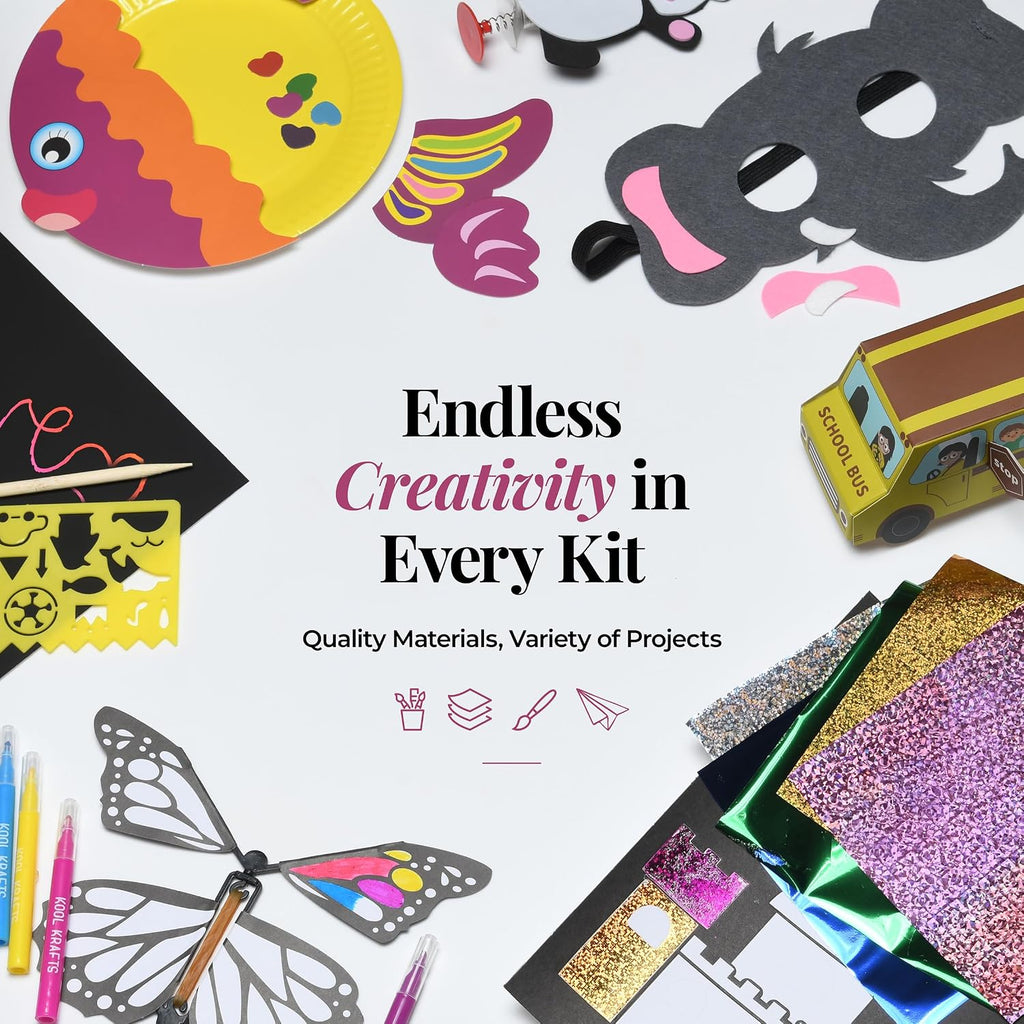 20 Arts & Crafts Kit for Kids, All-Inclusive, No Mess Craft Kits & Supplies for Boys & Girls – DIY Creative Activity