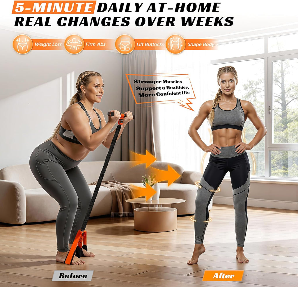 Multifunction Pedal Resistance Band with Handle, Upgraded Exercise Equipment with Soft Foot Pedal for Sit Up &