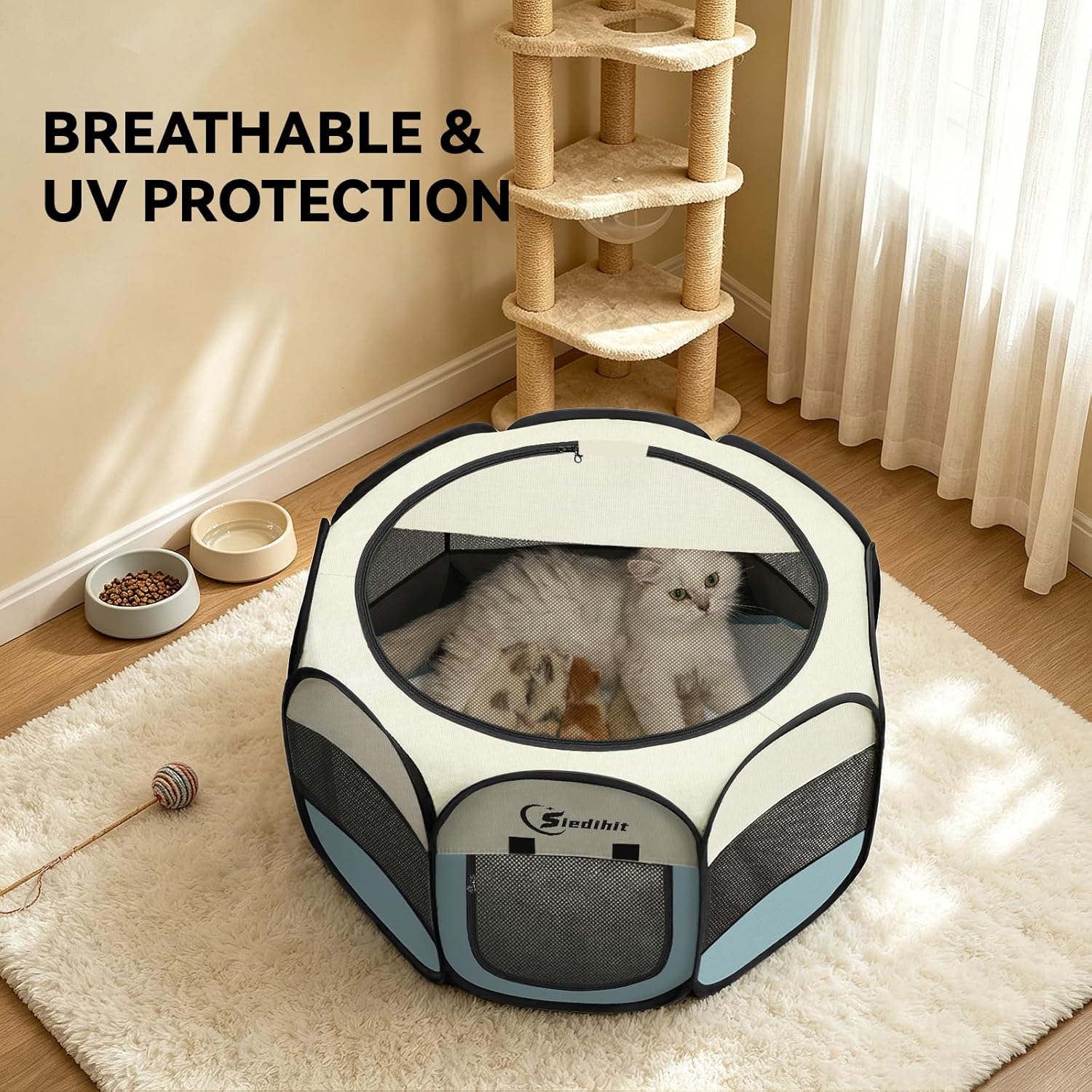 Dog Cat Playpen, Puppy Pet Playpen Indoor for Small Dog Crate Tent Cage Outdoor, Portable Pop Up Dogs Enclosure