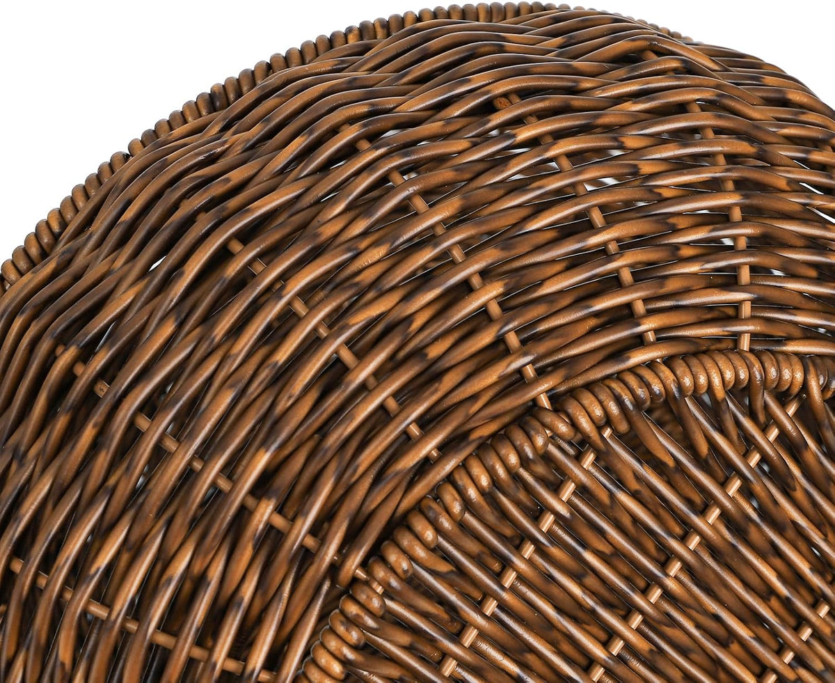 3 Pack Round Wicker Baskets, Fruits Bread Baskets, Tabletop Food Serving Baskets Trays, Handwoven Storage Basket Bin