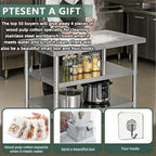 Stainless Steel Table with Wheels for Food Preparation and Work, Multi-Size Optional, Three-Layer Variable Two-Layer