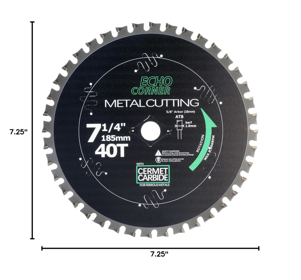 7-1/4 Inch Metal Cutting Circular Saw Blade, Cermet 40T, 5/8" Arbor