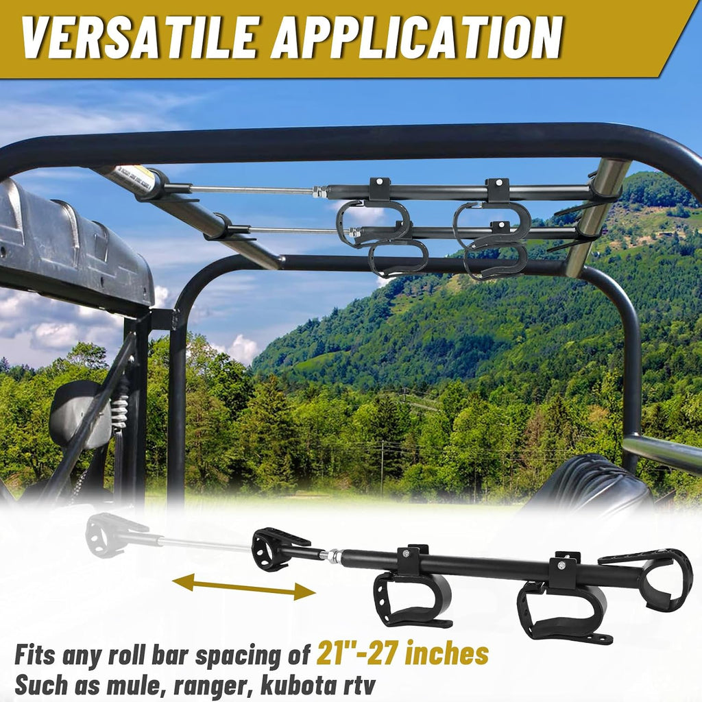 StarknightMT UTV Gun Rack Overhead Holder Adjustable Fits 21"-27" Spacing