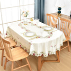 Jacquard Floral Embroidered Oval Tablecloth 60 x 84 inch