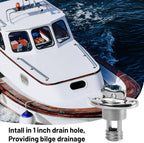 Marine Drain Plug Kit, Stainless Steel Boat Drain Plug, Oval Garboard Transom Boat Plug with Waterproof Seal Ring