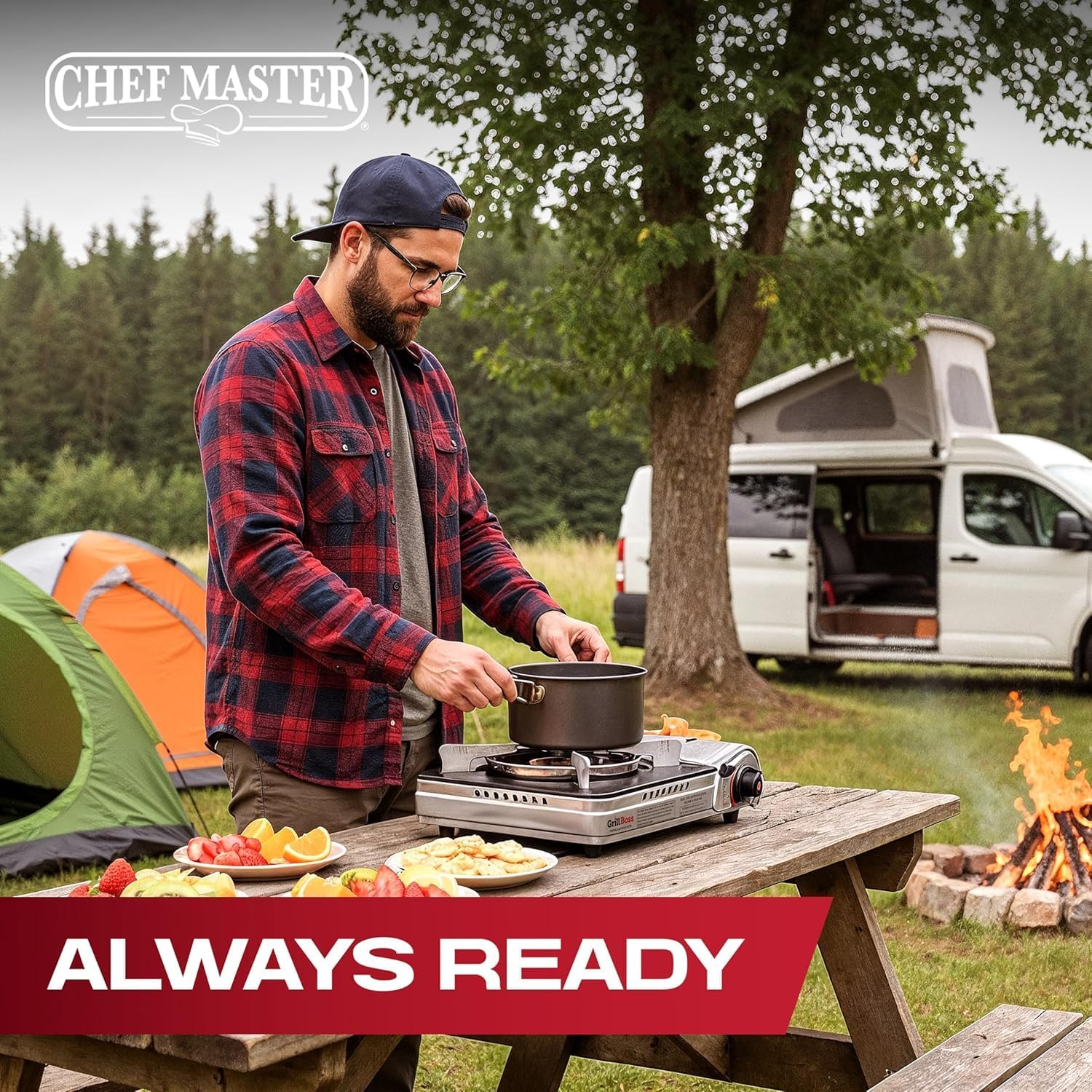 Grill Boss Dual Fuel Camp Stove - 12,000 BTU Butane & Propane Portable Stoves for Camping, Emergencies, BBQ, Hiking &
