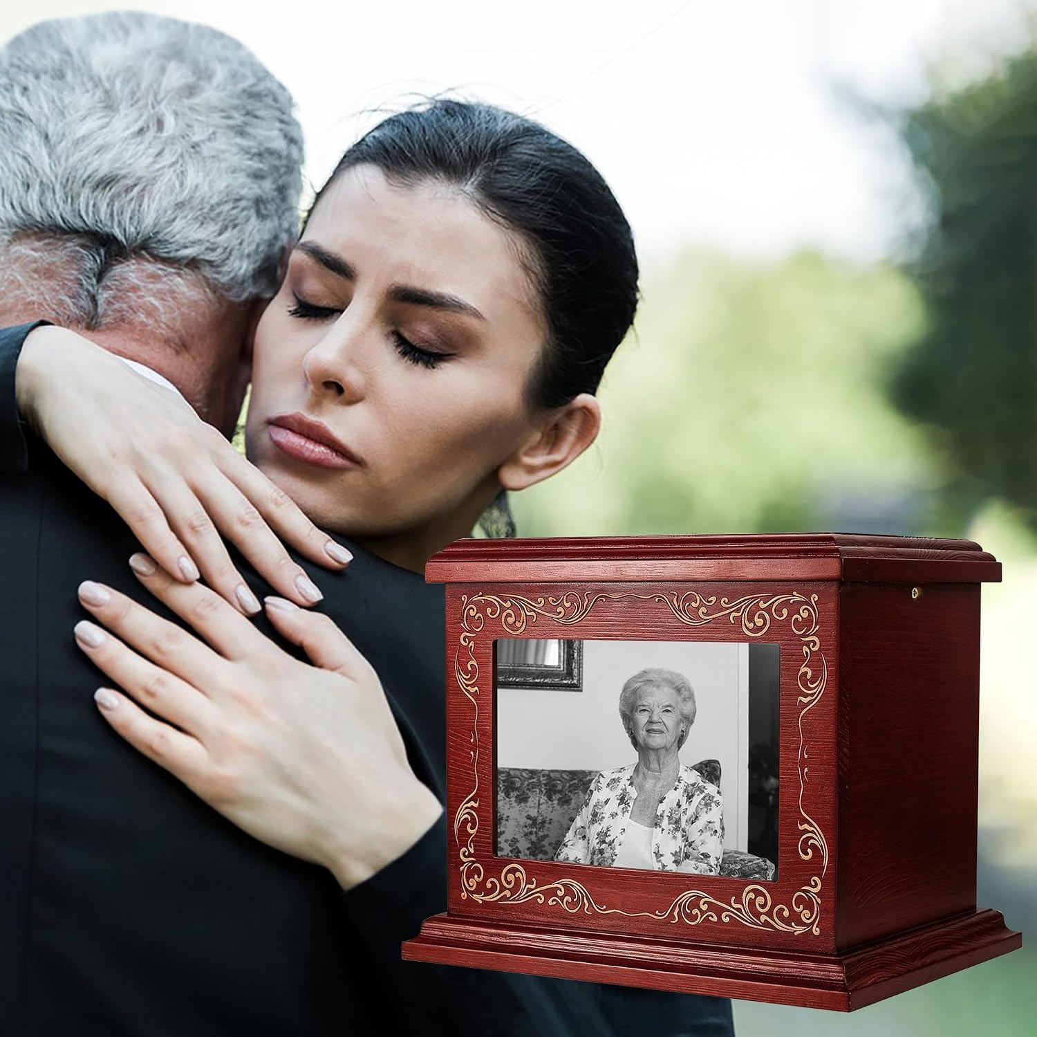 Cremation Urns for Human Ashes Adult Up to 200 IBS with Photo Frame