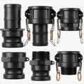 Pelopy 6 Pcs 2 Inch Black Polypropylene Camlock Fittings, Types ABCDEF