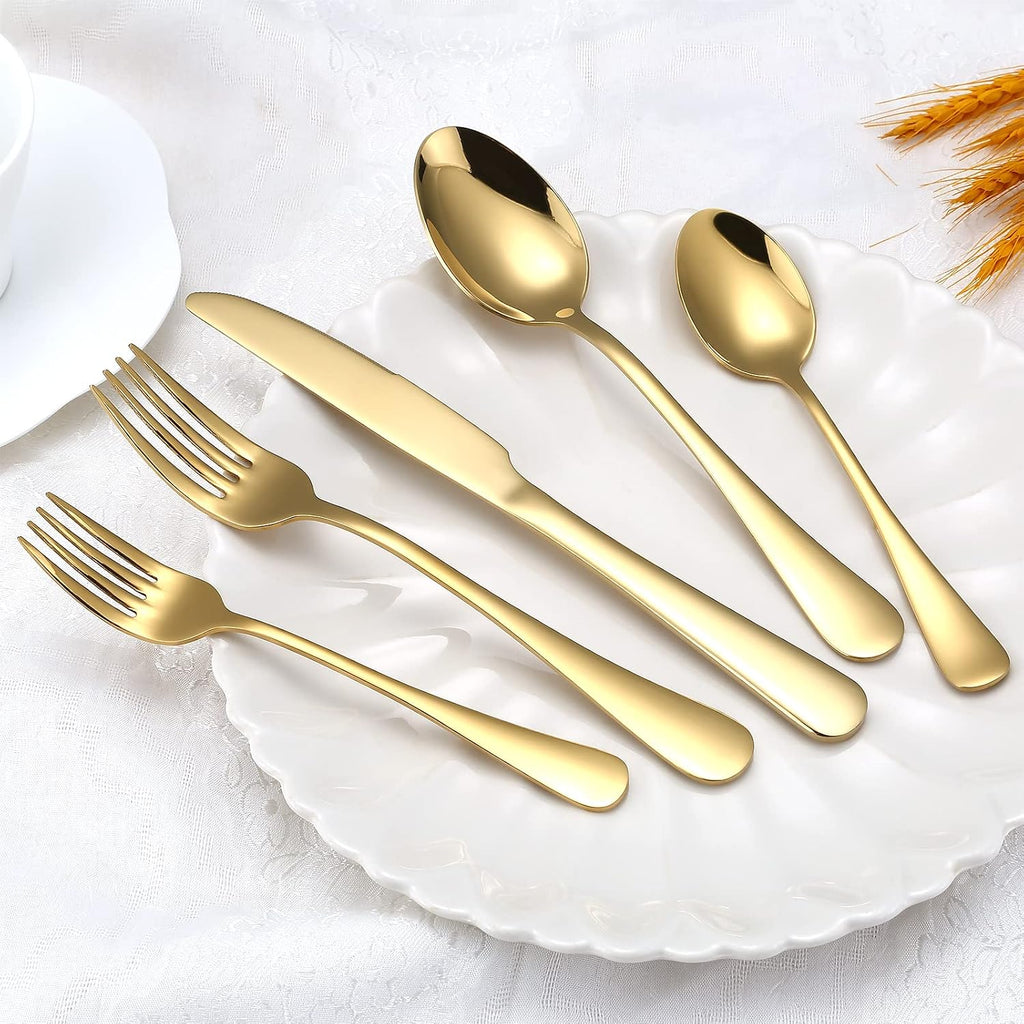 Gold Silverware Set, 20-Piece Flatware Set Service for 4