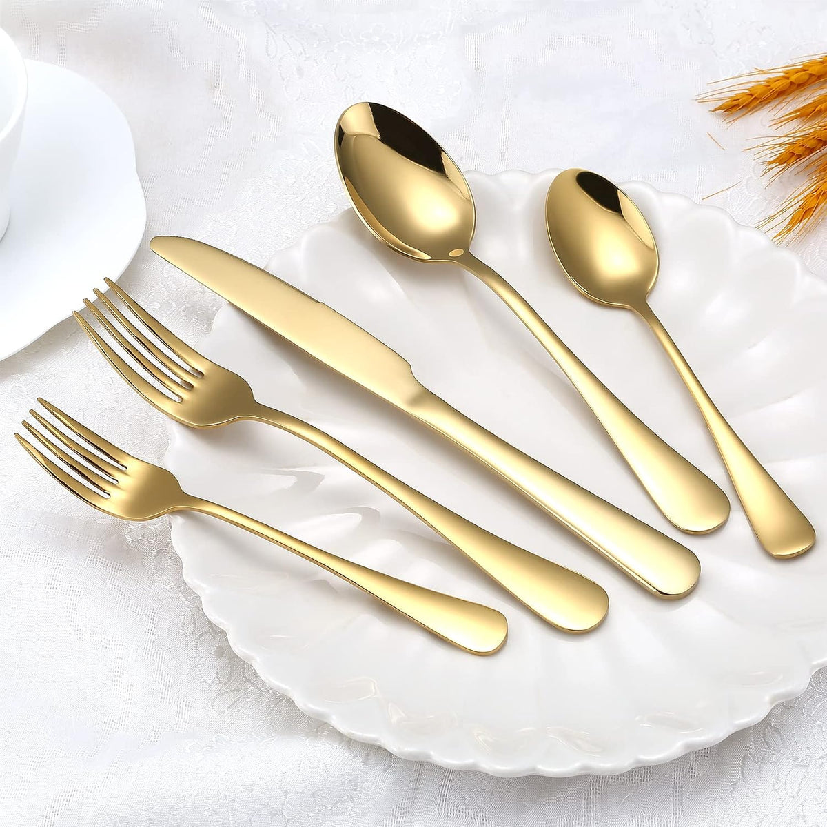 Gold Silverware Set, 20-Piece Flatware Set Service for 4