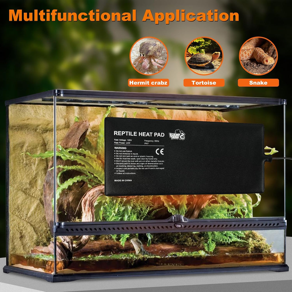 Reptile Heat Pad 8x18 Inch 24W Under Tank Terrarium Heating Mat, Reptile Heat Mat, Reptile Heating Pad for Turtle