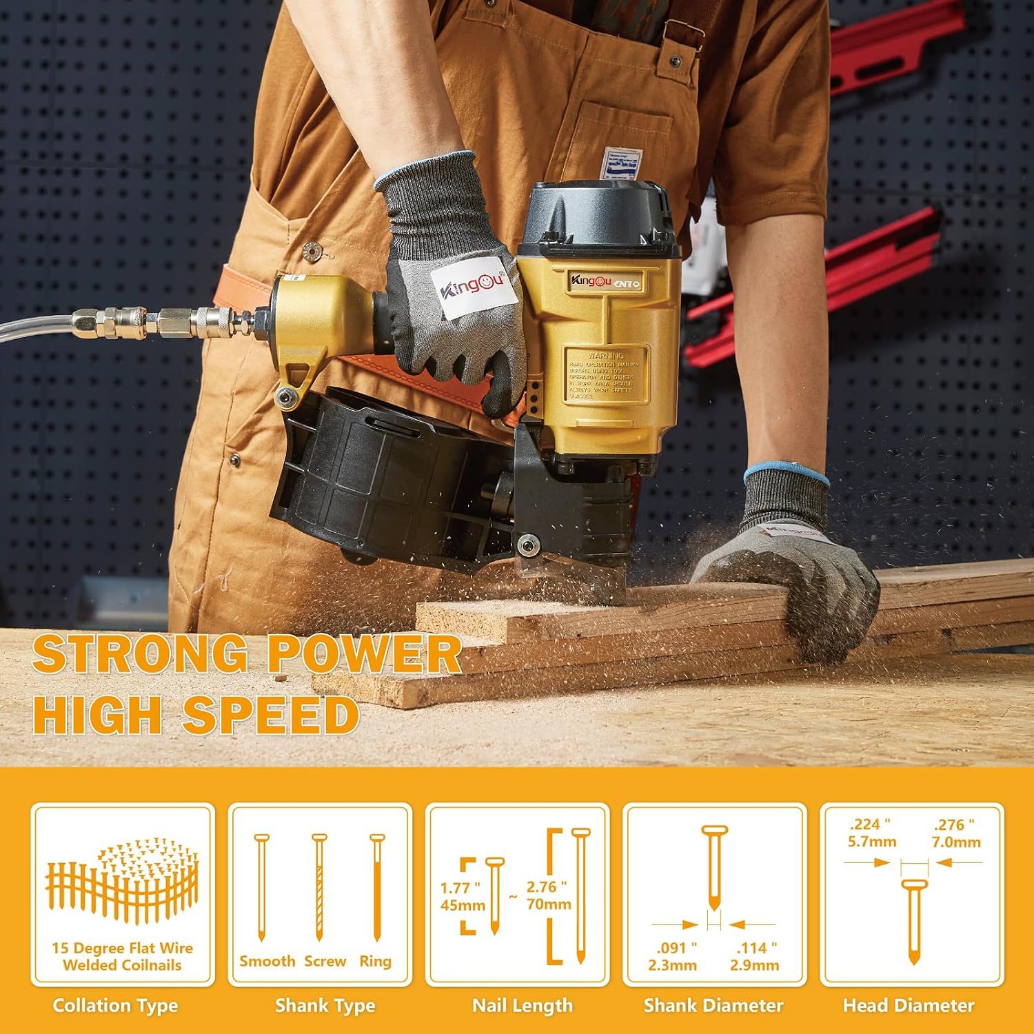 CN70 Siding Nailer Accepts 1-3/4-Inch to 2-3/4-Inch Nails