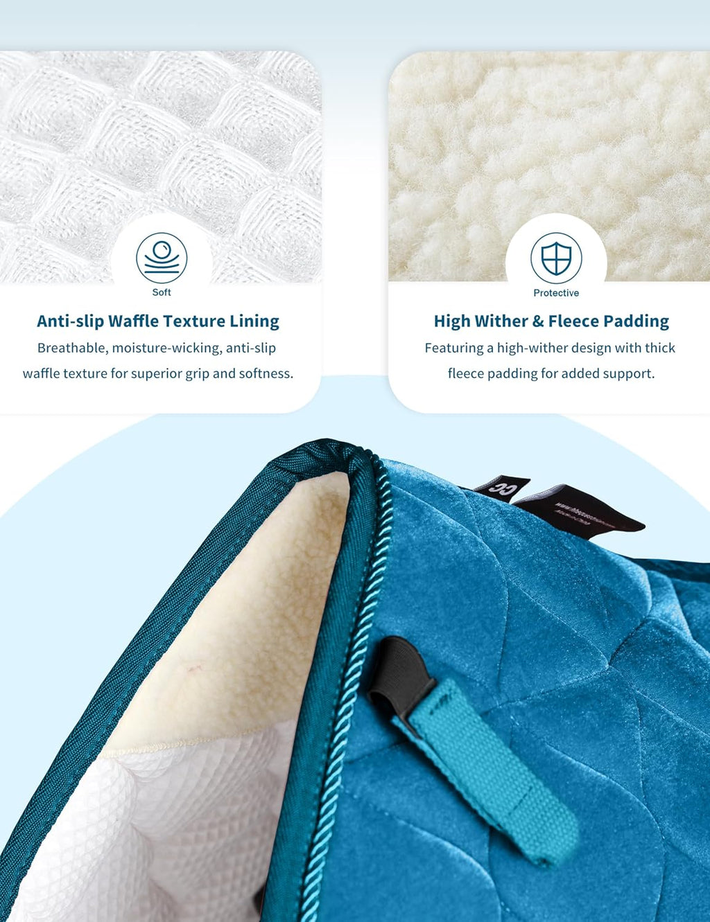 Close Contact Horse Saddle Pad for Jumping, w/Velvet Hue