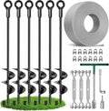30 Inch Ground Anchors Screw in Shed Anchors to Ground Kit with Cable, Turnbuckles, Spiral Earth Anchor Kit for