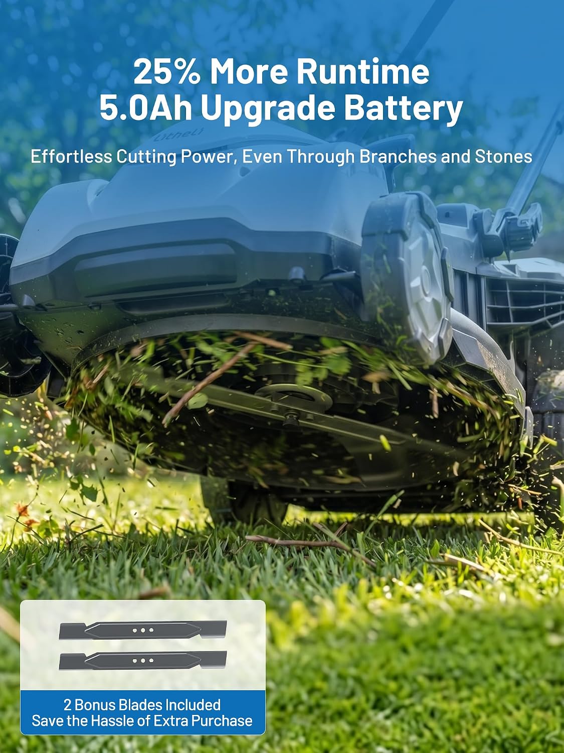 18" Self-Propelled Lawn Mower, 40V Battery Lawn Mower(2 x 5.0Ah), Push Mower with Brushless Motor, 2-in-1 Mulching &