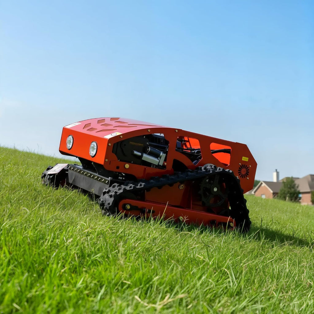 9HP Remote Control Lawn Mower, Gas Powered RC Tracked Brush Cutter with 21.7" Cutting Width, 40° Slope-Capable