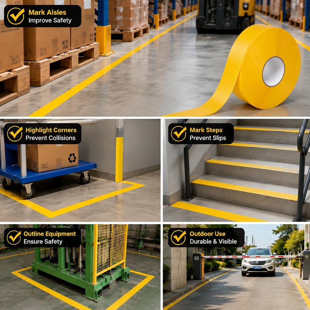 Floor Marking Tape 1.1mm Extra Thick, Yellow 2 Inch x 120 ft
