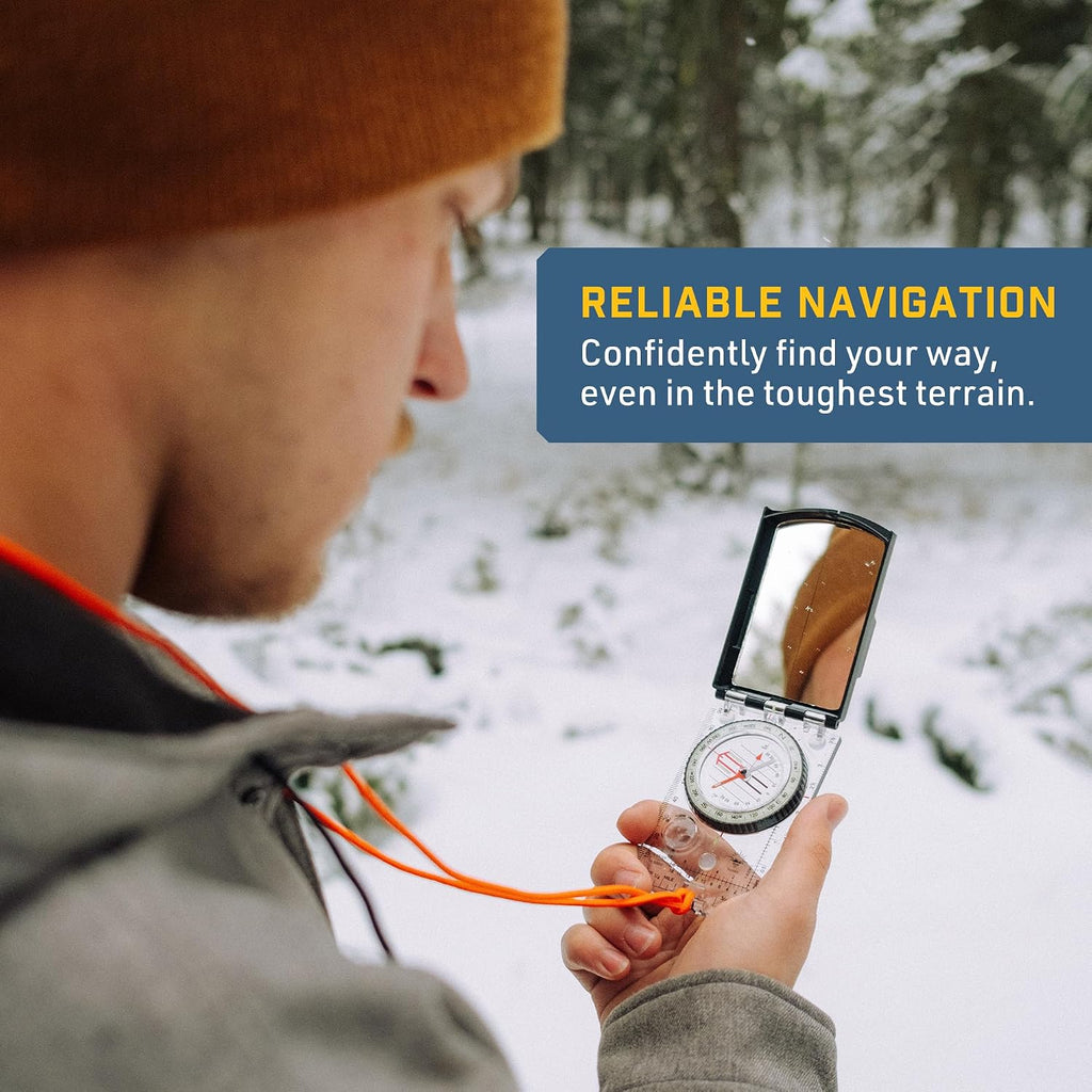 ProSight Sighting Map Compass with Adjustable Declination - Lightweight Orienteering Baseplate Compass for Hiking