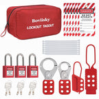 Electrical Lockout Tagout Kit, 3 Keyed Different Safety Padlocks