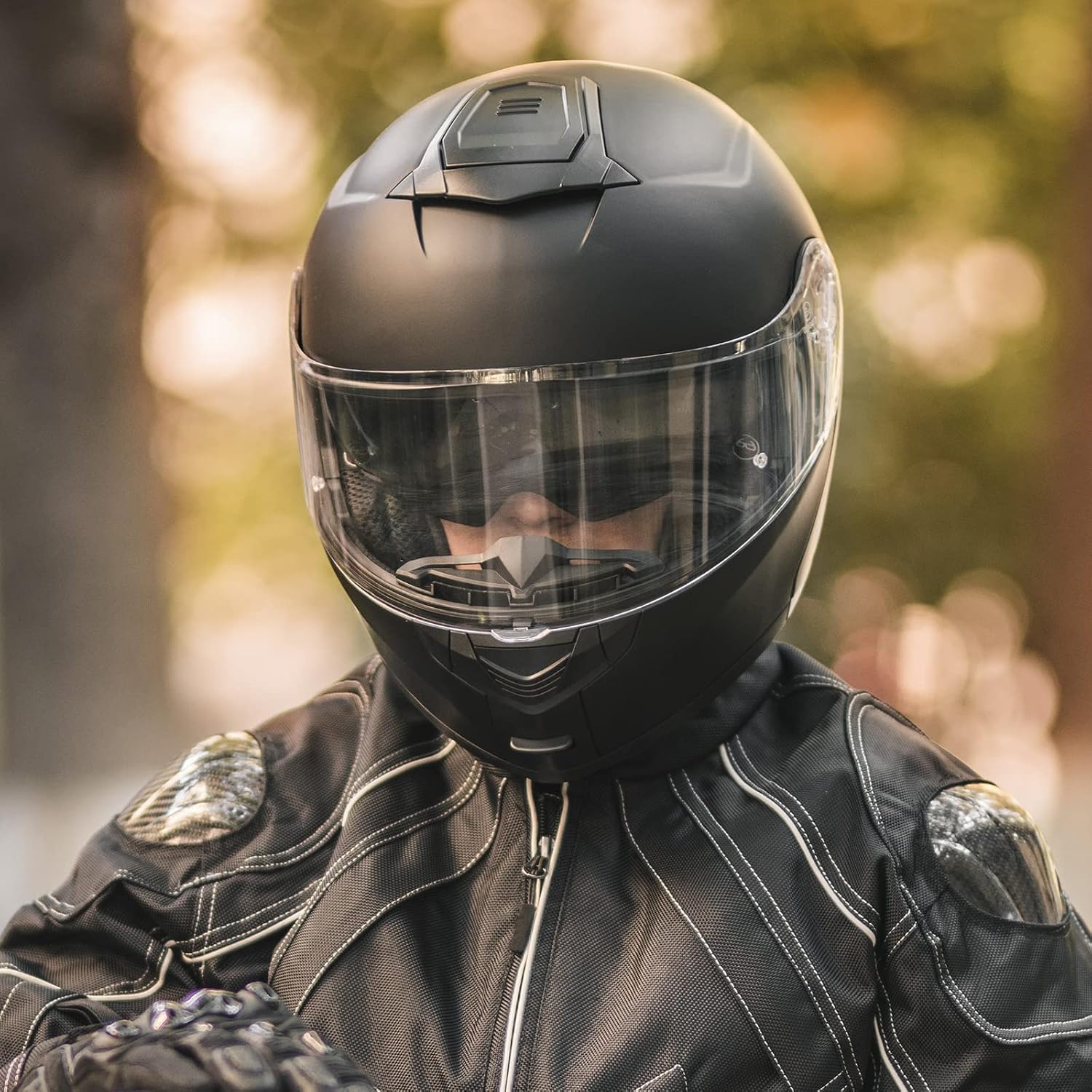 Adult Motorcycle Modular Full Face Helmet Flip up Dual Visor 159(Matte Black,XX-Large)
