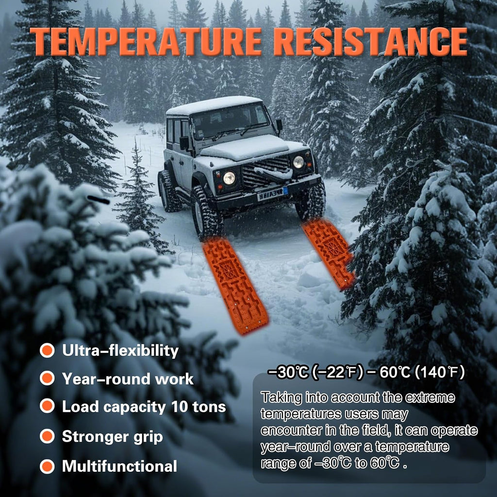 Off-Road Traction Boards with Jack Base,Pair Recovery Tracks Tire Traction Mats for 4WD Mud,Sand,Snow,Rock Tracks.