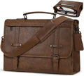 Mens Messenger Bag 17 Inch Waterproof Vintage Leather Laptop Briefcase Large Computer Laptop Bag Satchel Bag Retro