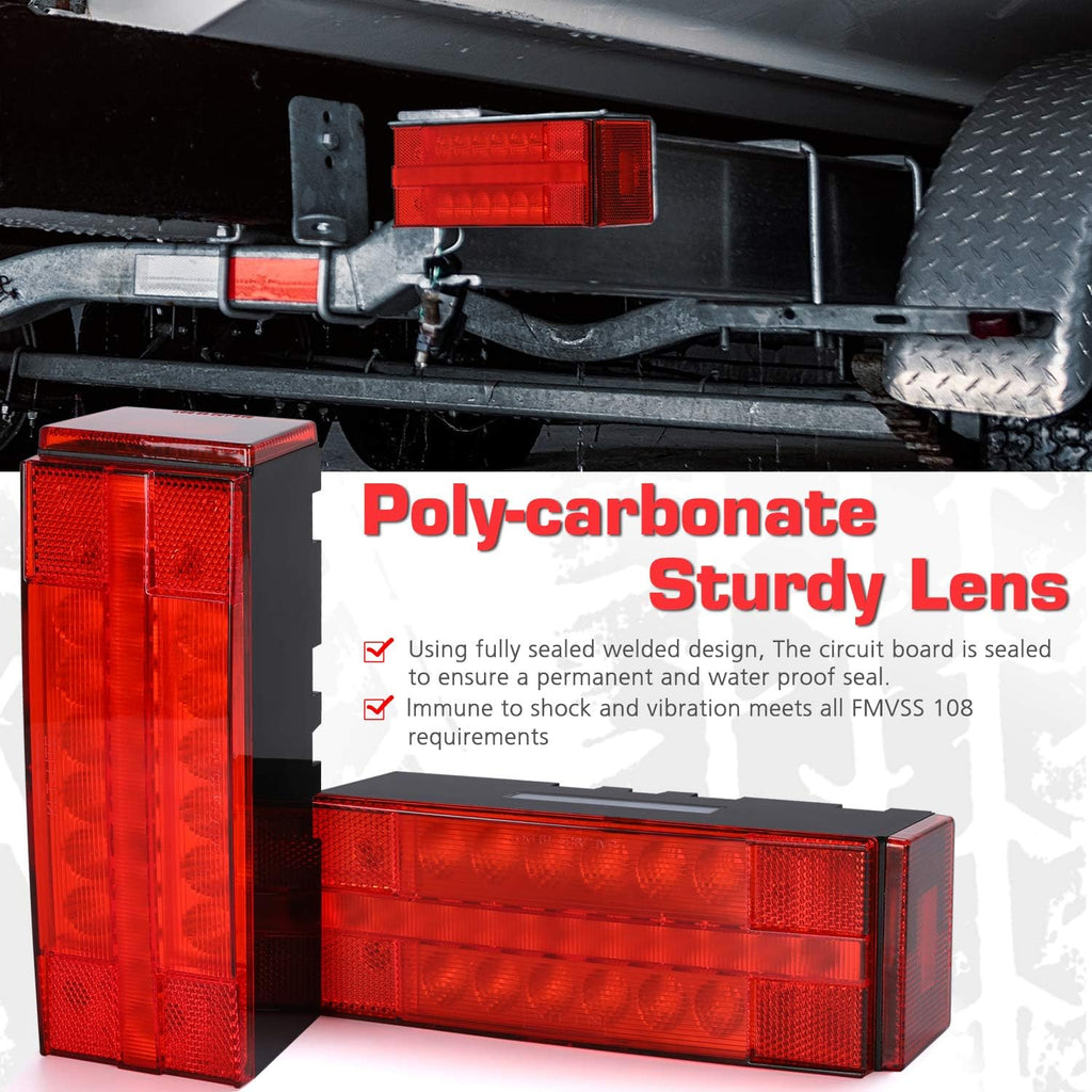 12V LED Submersible Low Profile Rectangular Trailer Light Kit