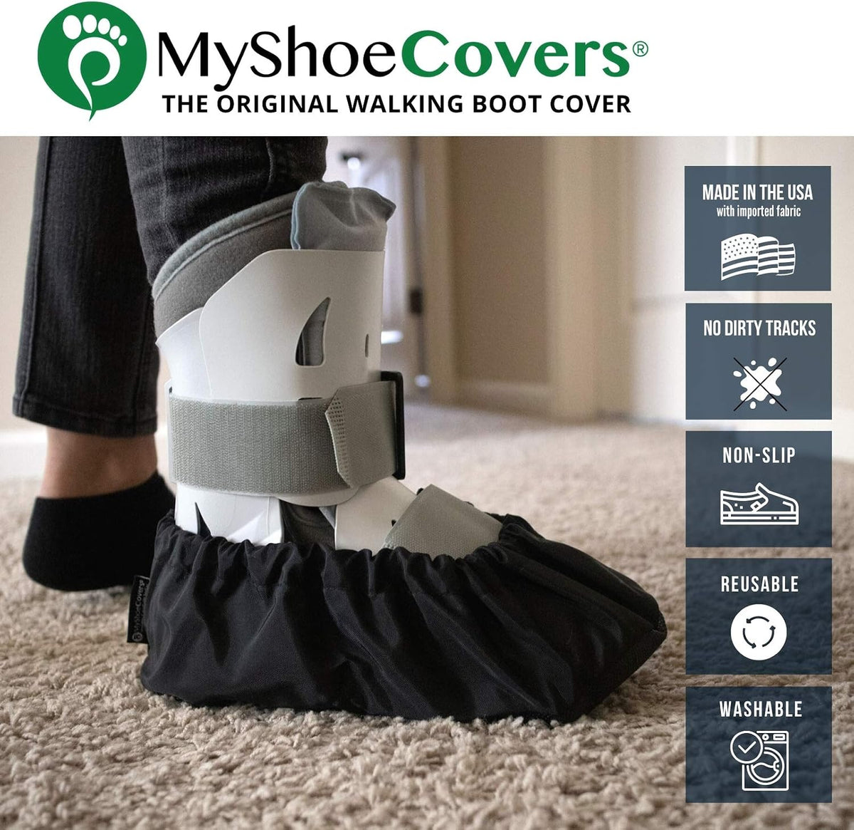 1 Fracture Walking Boot Cover - Black, Large