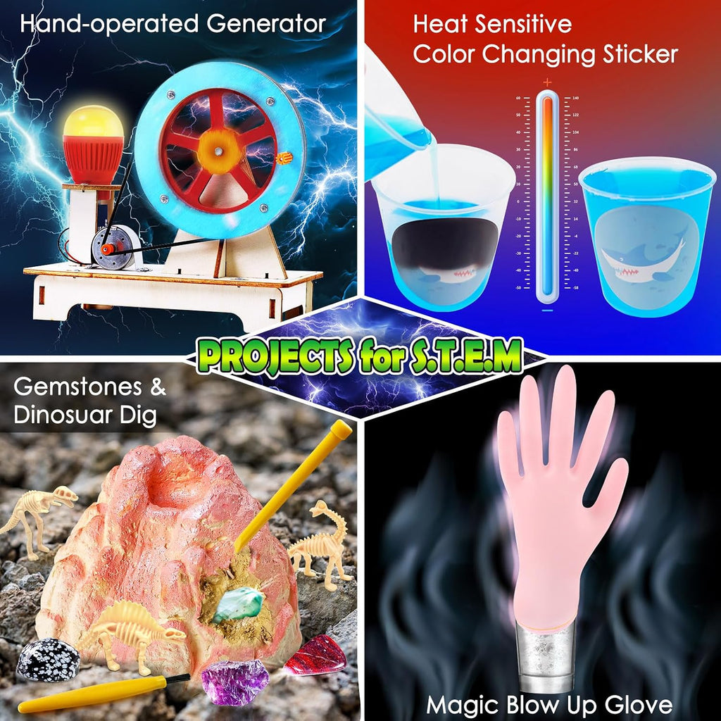 260+ Experiments Science Kits for Kids, S.T.E.M Science Projects | Dig Volcano Gemstones Crystal Making Soap bouncy