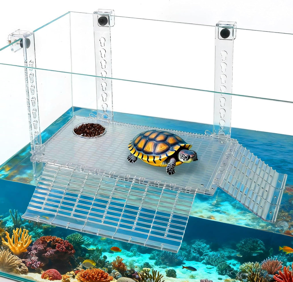 Turtle Basking Platform Easy Mount with Adjustable Hanging Ramp 11.8"x7.1"