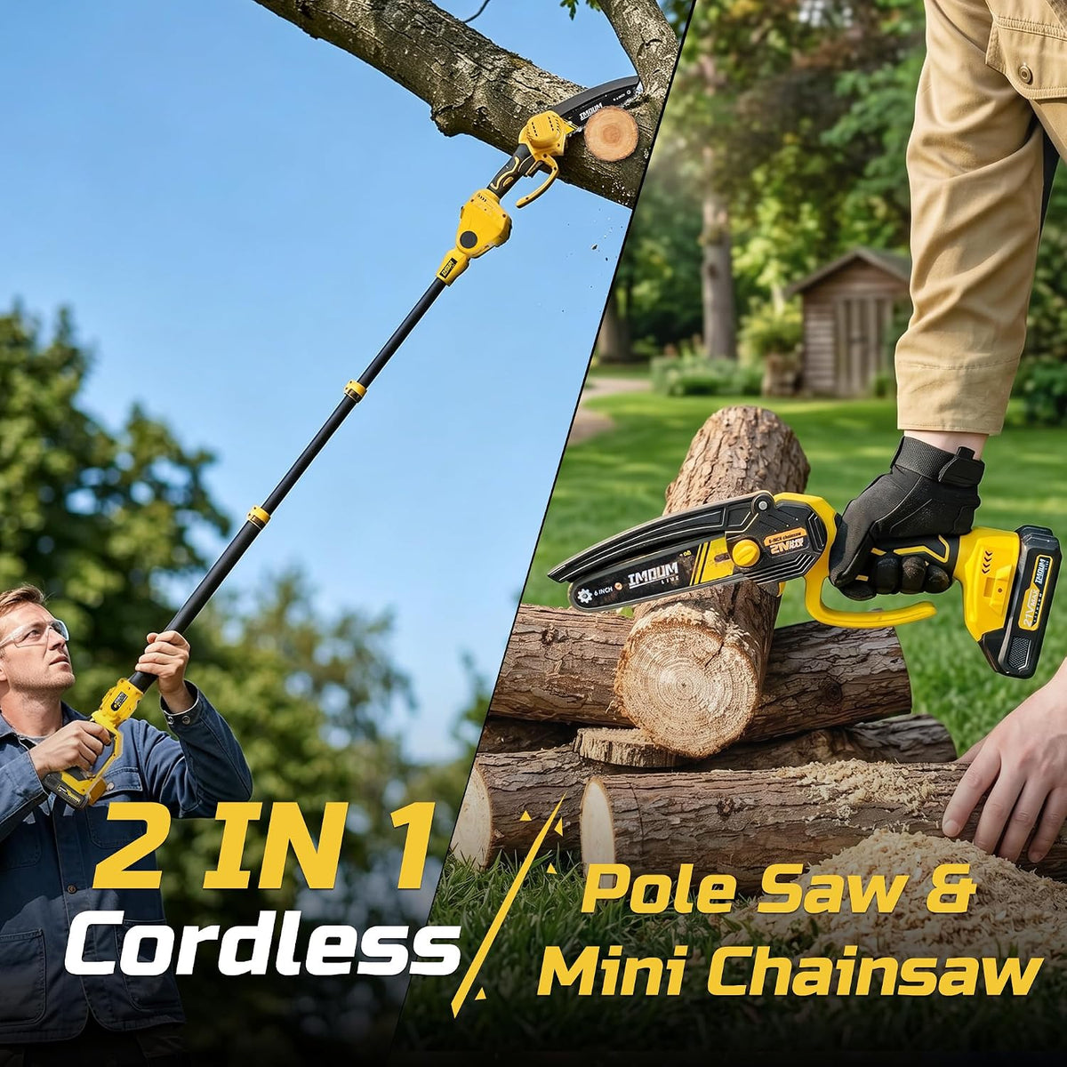6-Inch Cordless Pole Saw & Mini Chainsaw Ultra Lightweight | Electric Pole Saws for Tree Trimming, 21V 2.0Ah Battery