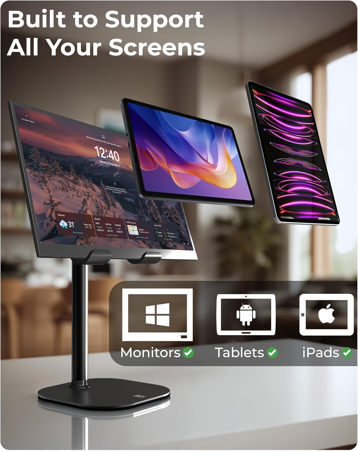 TabHolder Tablet Holder, iPad Stand for Desk, Portable Monitor Stand