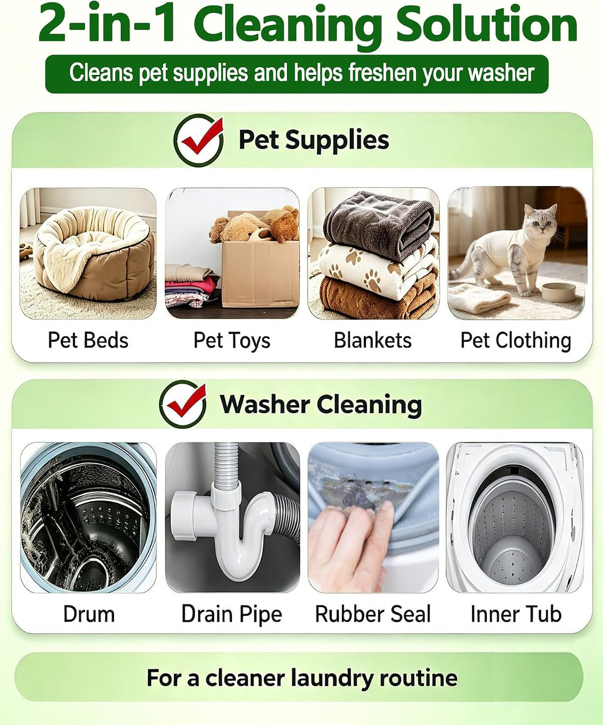 Pet Hair Dissolver for Washing Machine Cleaner-2 Sachets,96.7% Dissolution