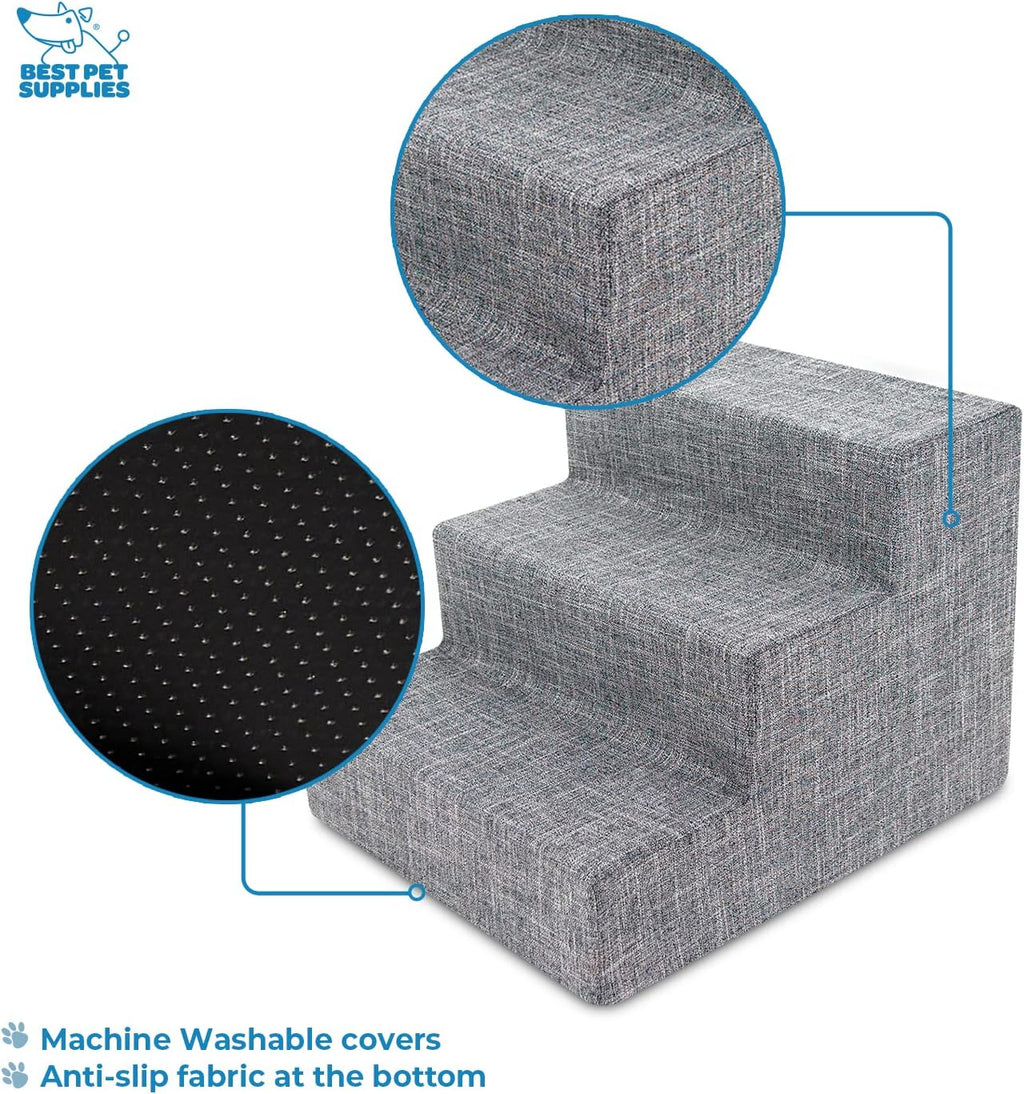 Foam Pet Steps Cover for Small Dogs and Cats, Portable Ramp Stairs for Couch, Sofa, and High Bed Climbing (Cover