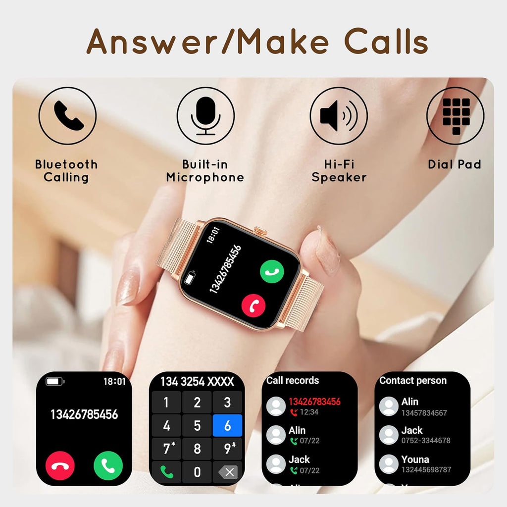 Smart Watch for Women Men(Answer/Make Calls)1.85" HD Fitness Tracker Smartwatch for Android iPhone with Steps