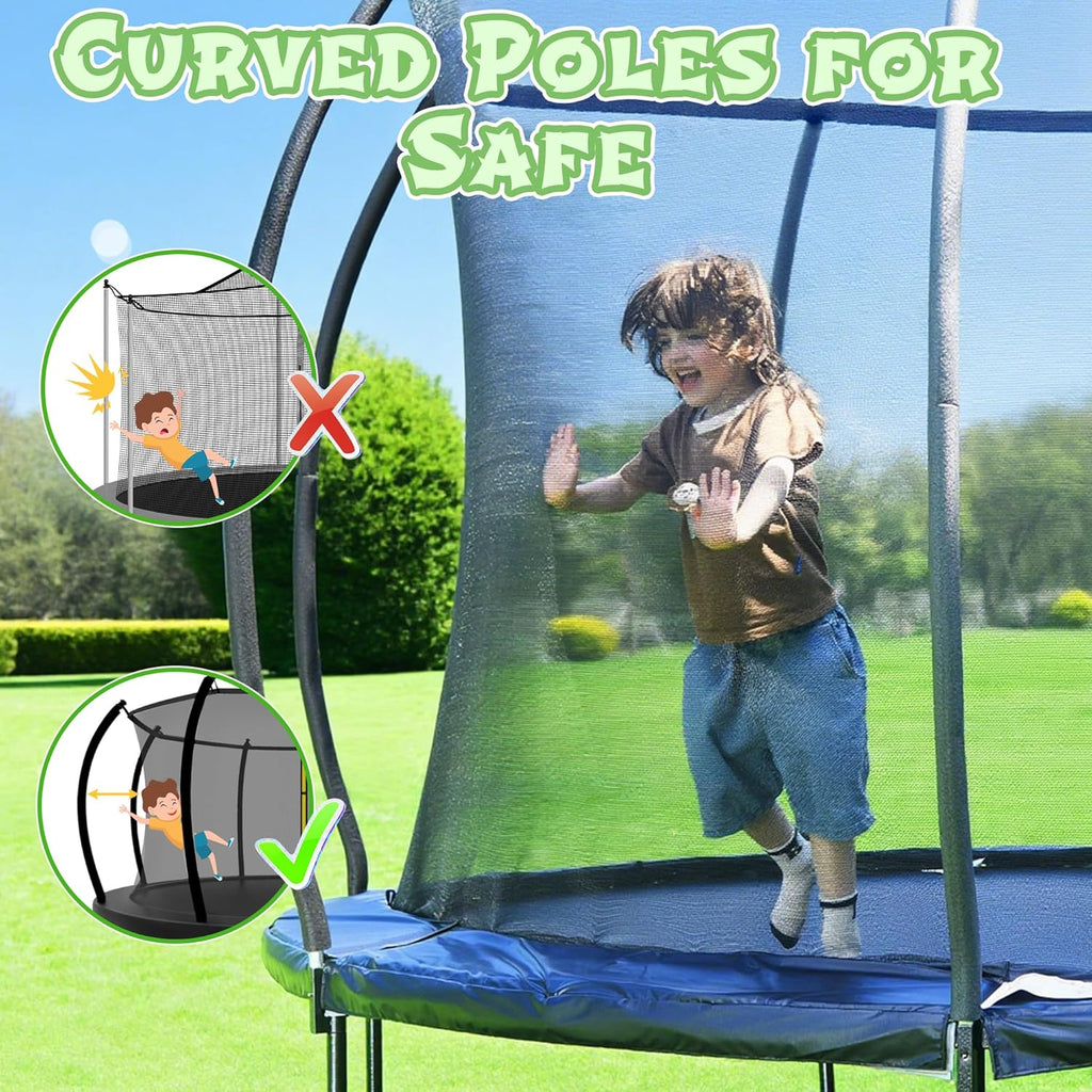 14FT Trampoline Outdoor for Kids with Safety Enclosure Net and Ladder, ASTM Approved Recreational Trampoline