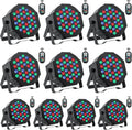 Stage Lights 10 Packs 36LED RGB LED Par Lights, 7 Channel DJ Party Lights with Remote Control & DMX Controller Sound