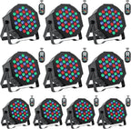 Stage Lights 10 Packs 36LED RGB LED Par Lights, 7 Channel DJ Party Lights with Remote Control & DMX Controller Sound