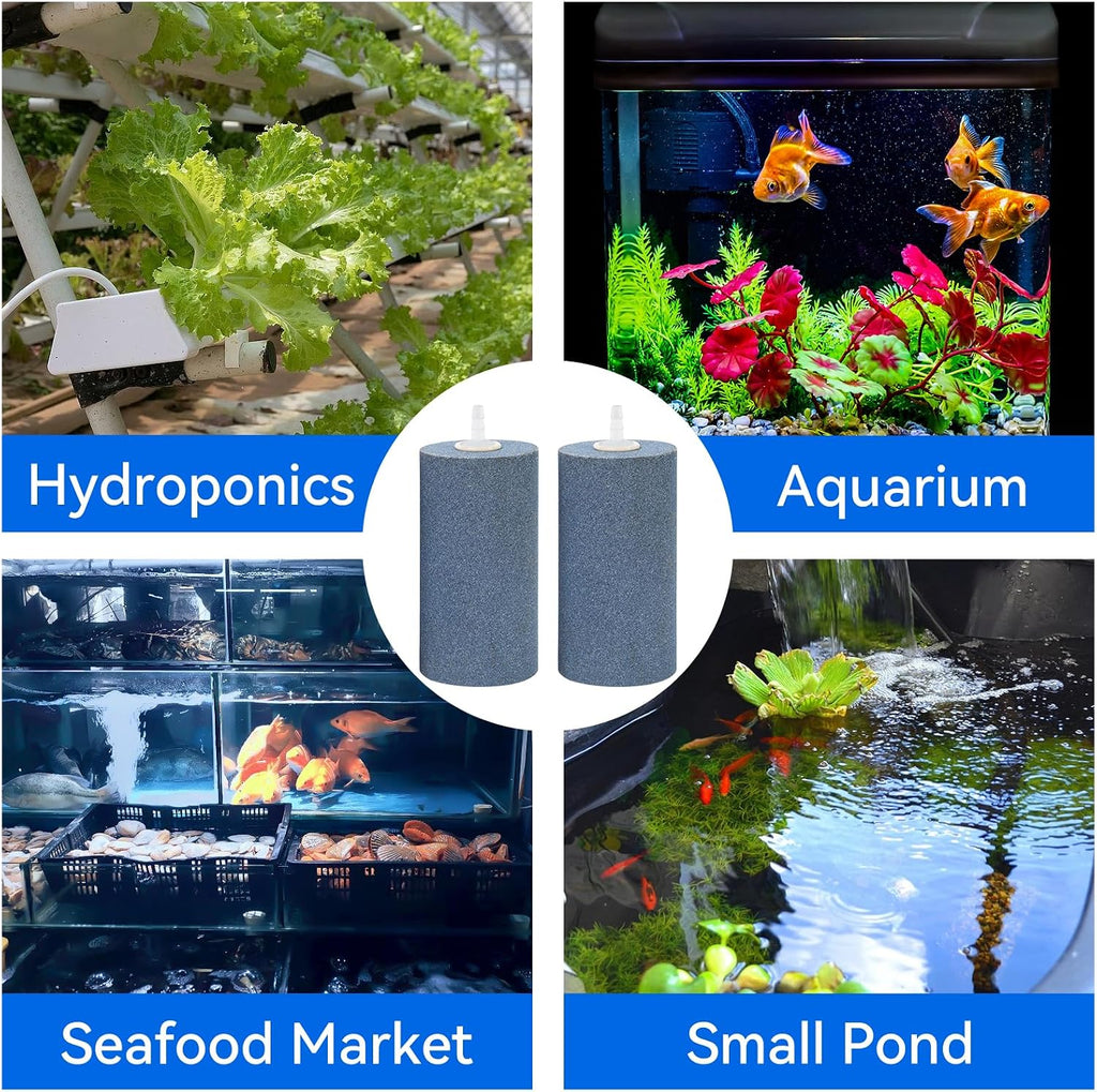Aquarium Air Stone 4x2 inch 2 Pack, Large Airstone, Aerator Bubble Diffuser, Air Pump Accessories for Aquariums