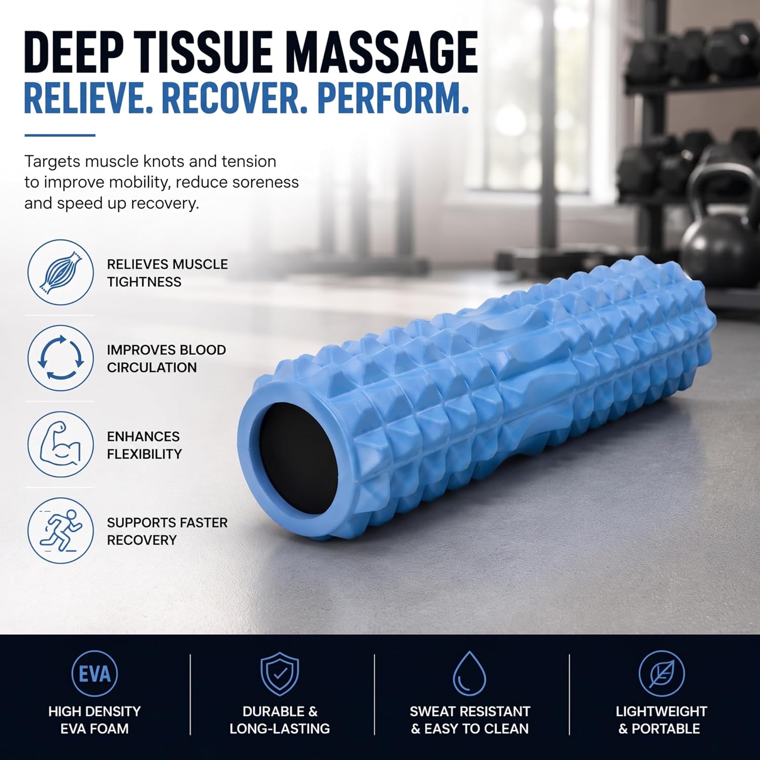 Foam Roller for Deep Tissue Massage & Full Body Recovery | It can relieve muscle soreness, release trigger points