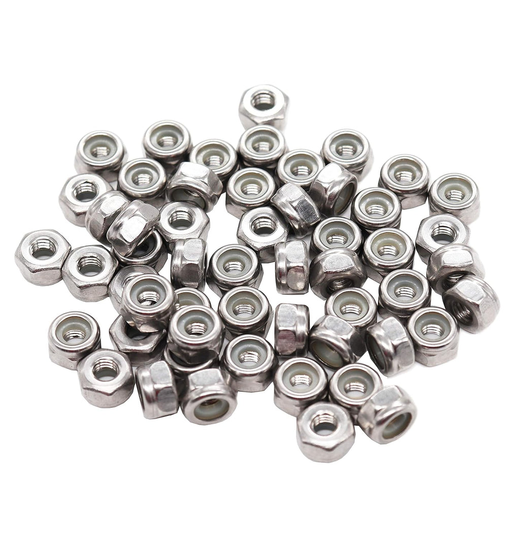 100pcs 10-32 Nylon Inserted Lock Nuts - 304 Stainless Steel, #10-32 Nylock Nuts for Furniture, Tools, Handle