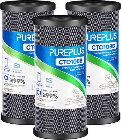 Coconut Shell Water Filter Cartridge | Activated Carbon Block CTO | Universal Whole House 5 Micron 10 inch Cartridge