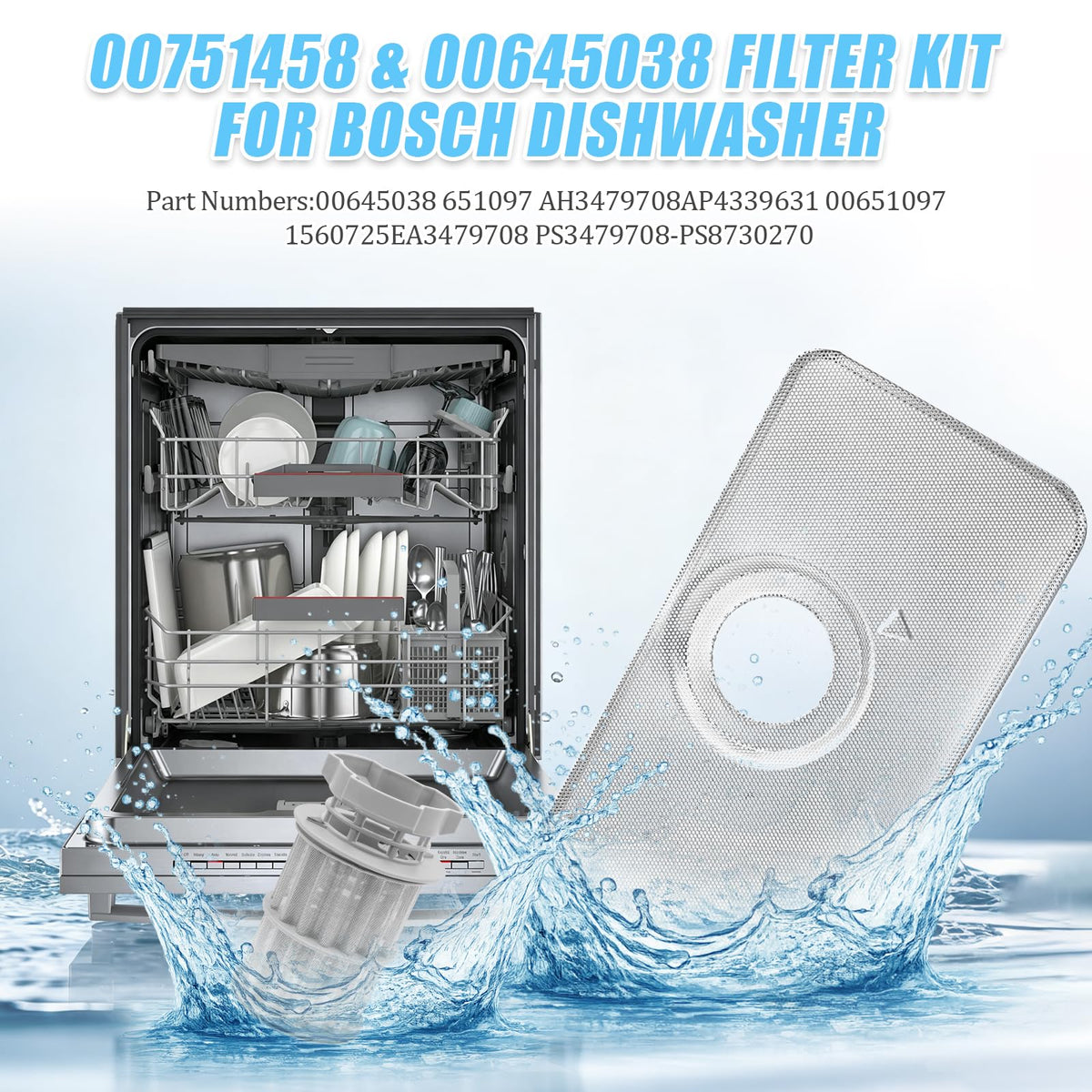 00751458 Fine Filter & 00645038 Micro Filter for Bosch Dishwasher Replaces