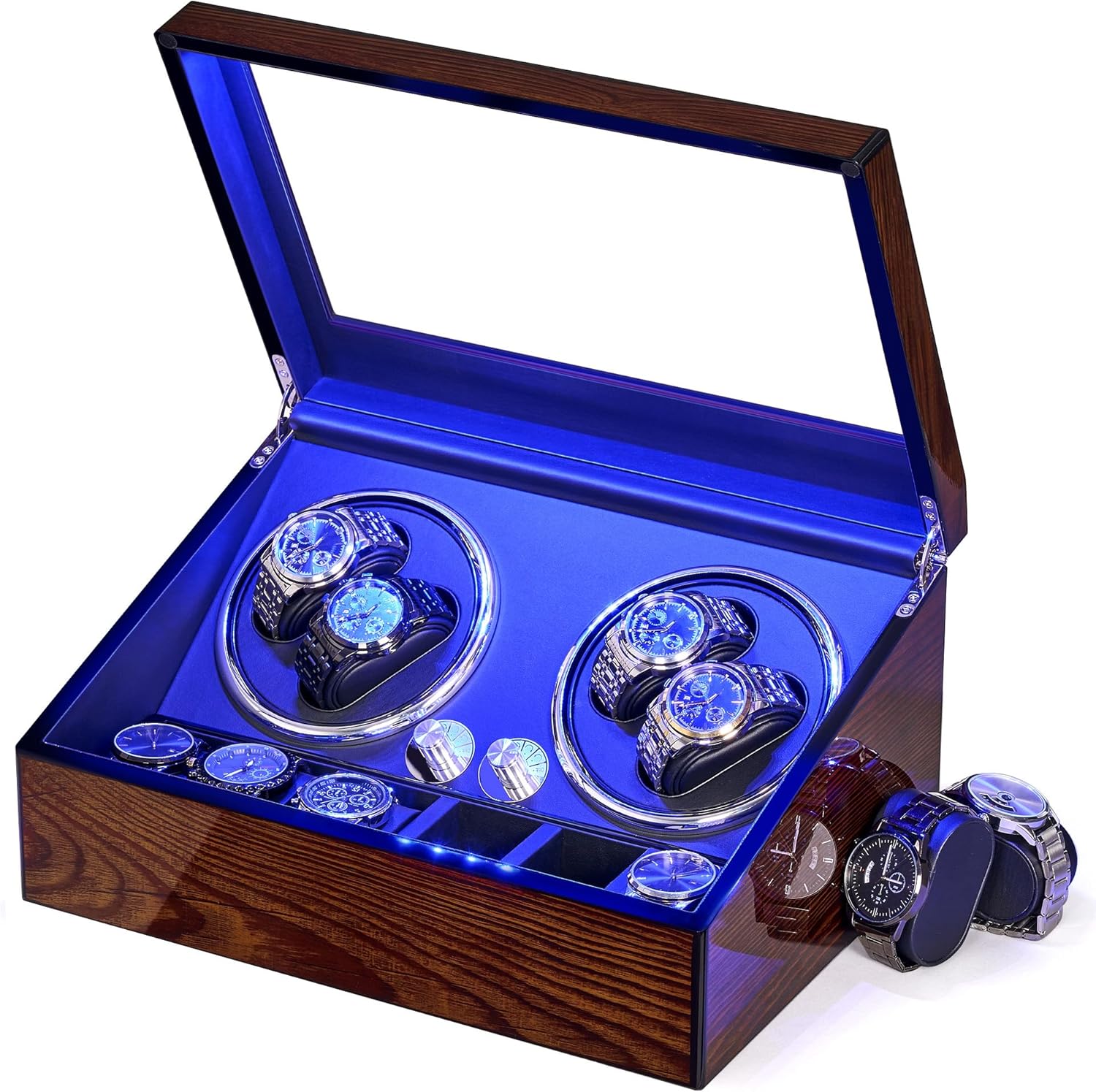 Watch Winders for Automatic Watches, Automatic Watch Winder Box | Watch Spinner with LED Light,4 Watch Winder with
