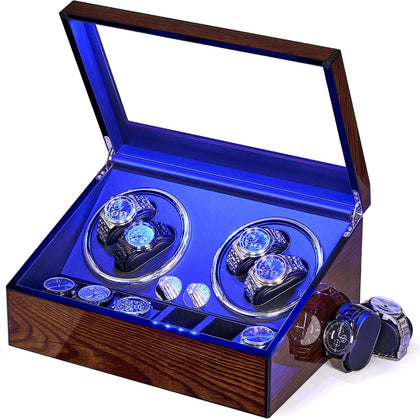 Watch Winders for Automatic Watches, Automatic Watch Winder Box | Watch Spinner with LED Light,4 Watch Winder with