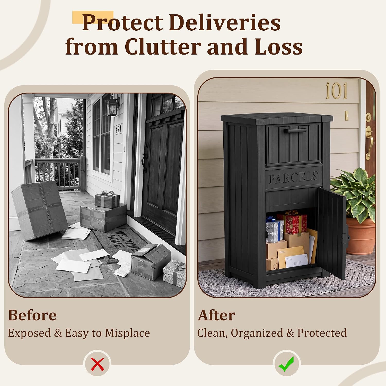 Package Delivery Boxes for Outside, 120 Gallon Outdoor Storage Box | Lockable Secure Design, Deck Box Outdoor