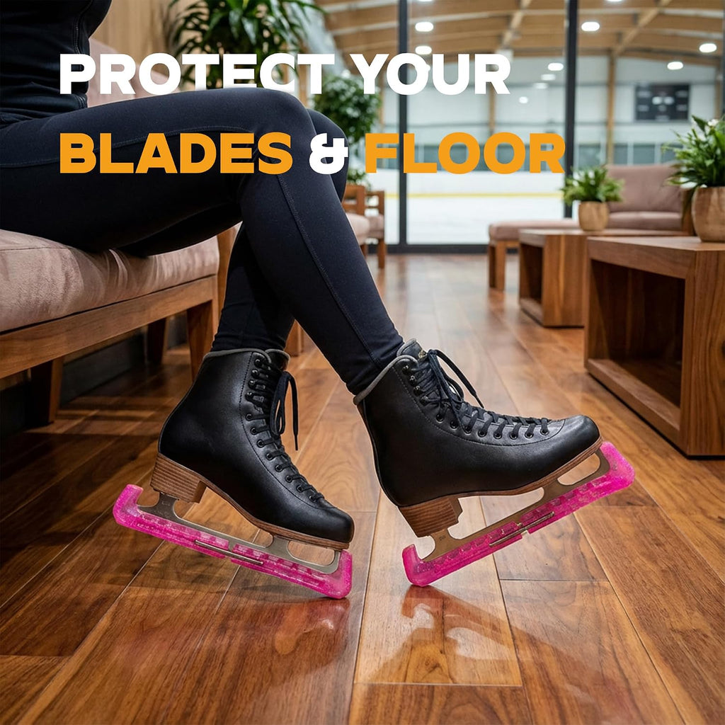 Ice Skate Blade Guards with Center Spring Release - Hockey & Figure Skate Blade Covers for Youth & Adult, Durable